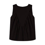 Versatile Solid-Color Pleated Sleeveless Vest