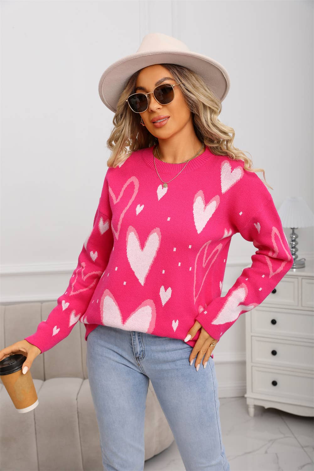 Valentines Day Love Jacquard Loose Knitwear
