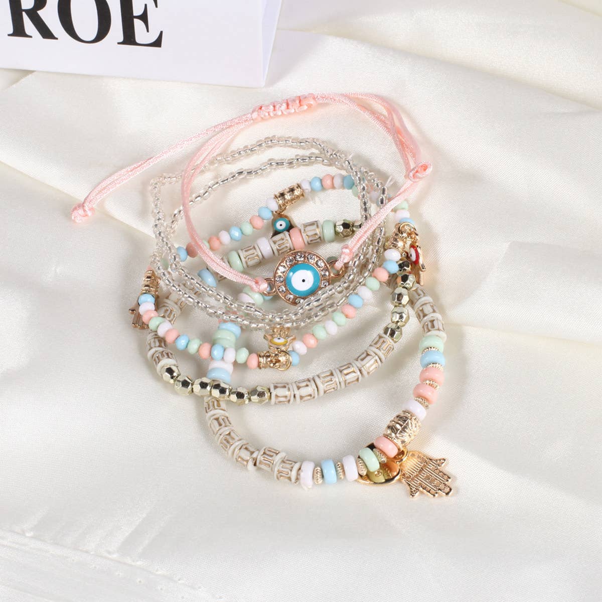 HANDMADE BEADED EVIL EYE LAYERED BRACELET_CWAJE2211