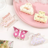 FLORAL BUTTERFLY HAIR CLAW CREAM PRINT CLIP_CWAHA2829