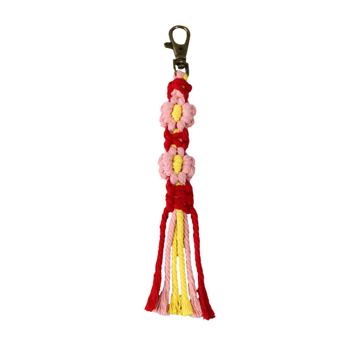 HANDMADE COTTON ROPE FLOWER WOVEN KEYCHAIN_CWMM1569