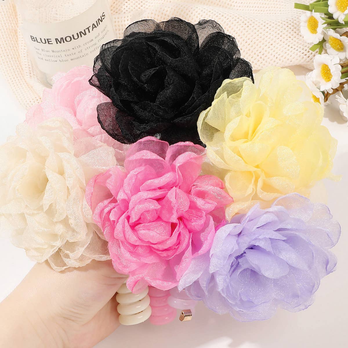 GAUZE FLOWER TELEPHONE CORD HAIR RING HAIR TIE_CWAHA1656