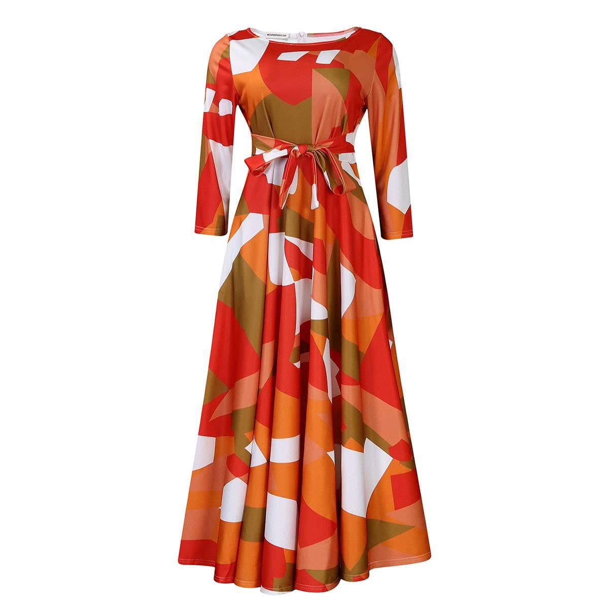 FASHIONABLE PRINTED LACE UP OVERSIZED DRESS_CWDMD3696