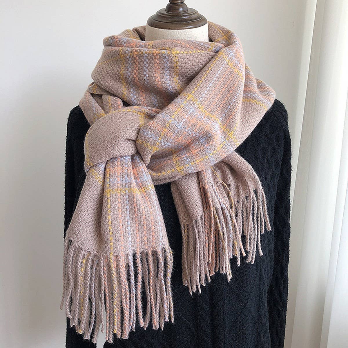 PLAID FAUX CASHMERE SCARF THICK WARM WINTER WRAP_CWASC1453