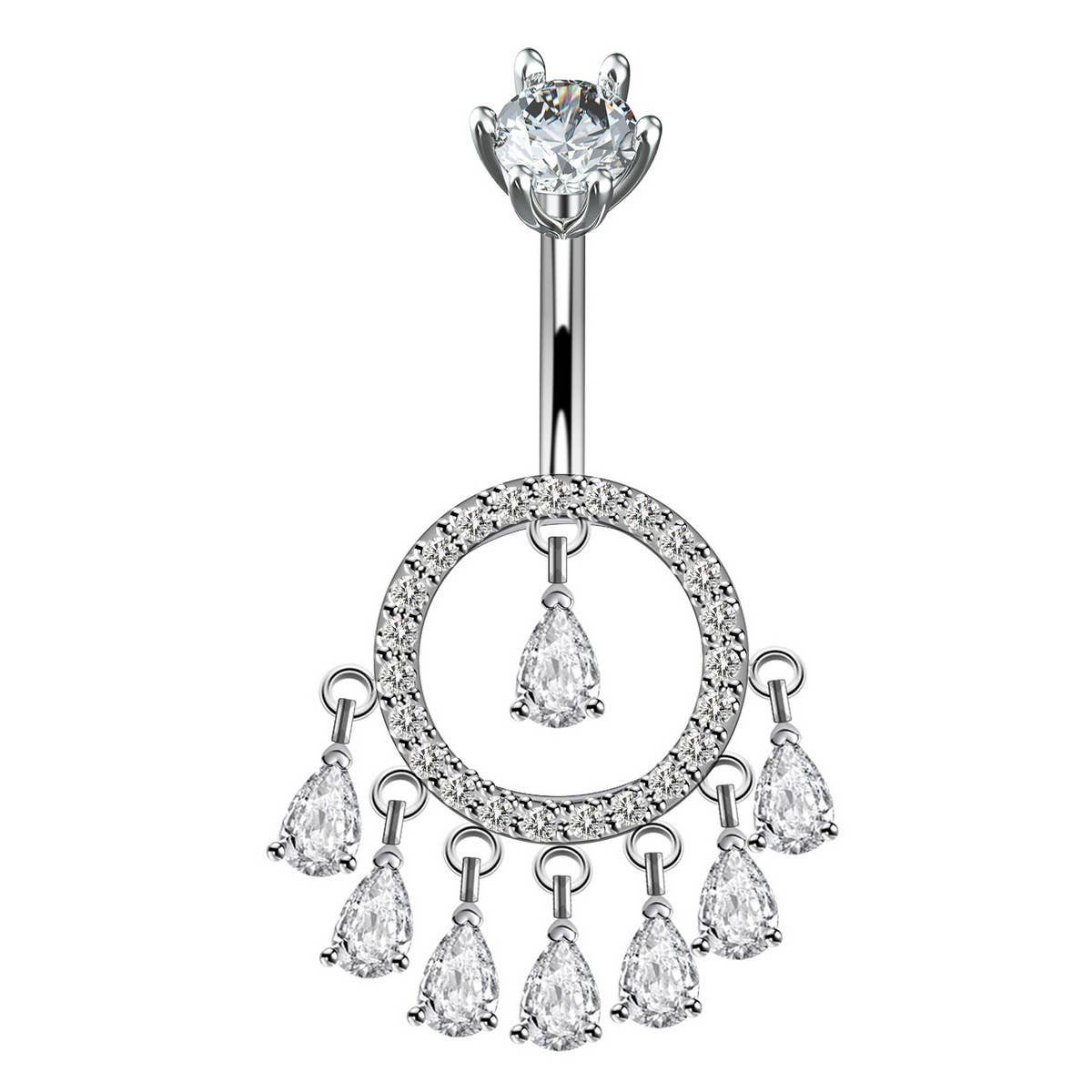 TEARDROP TASSEL NAVEL RING LUXURY PIERCING_CWMM9369