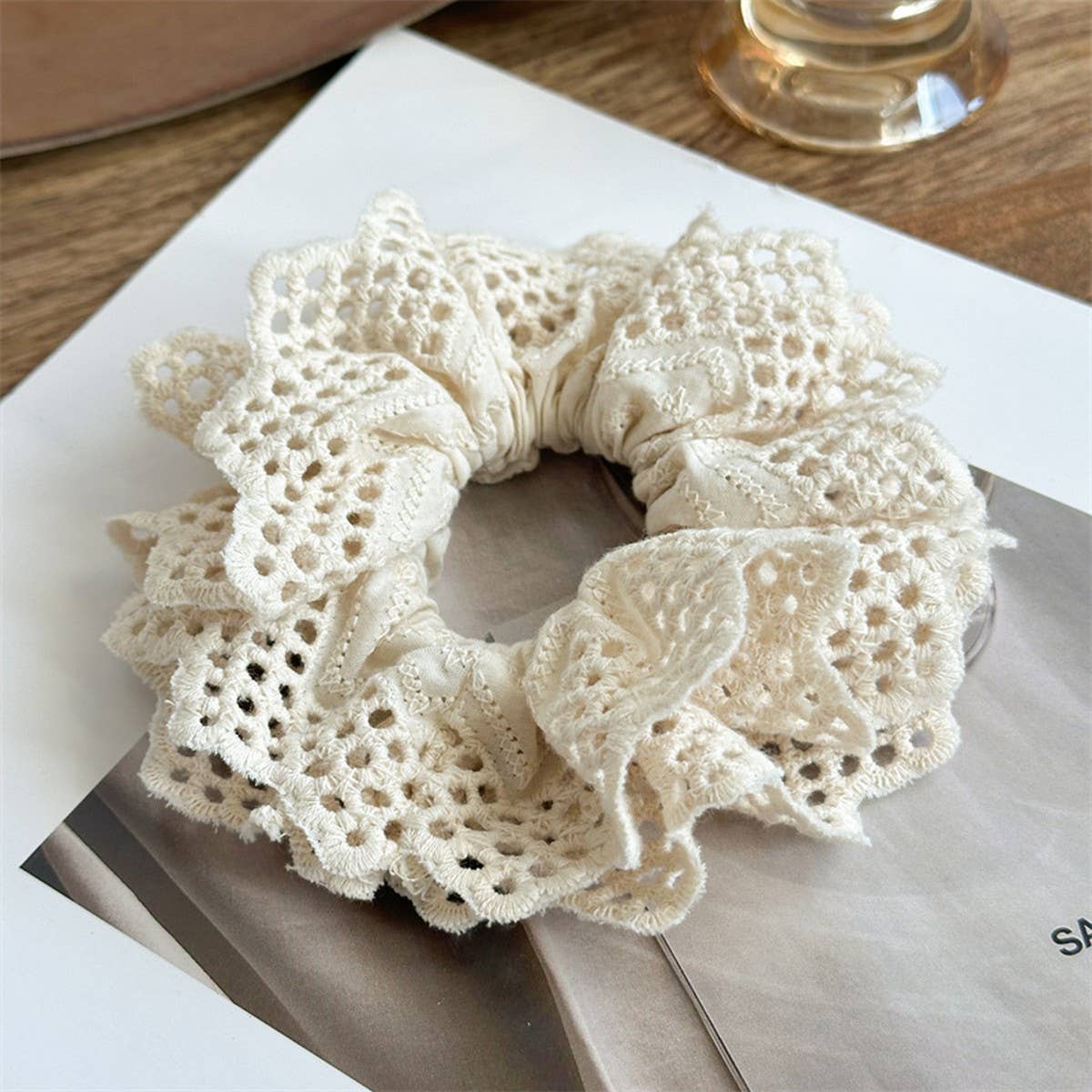 MULTI LAYER HOLLOW PLEATED HAIR RING HAIR ROPE_CWAHA1368