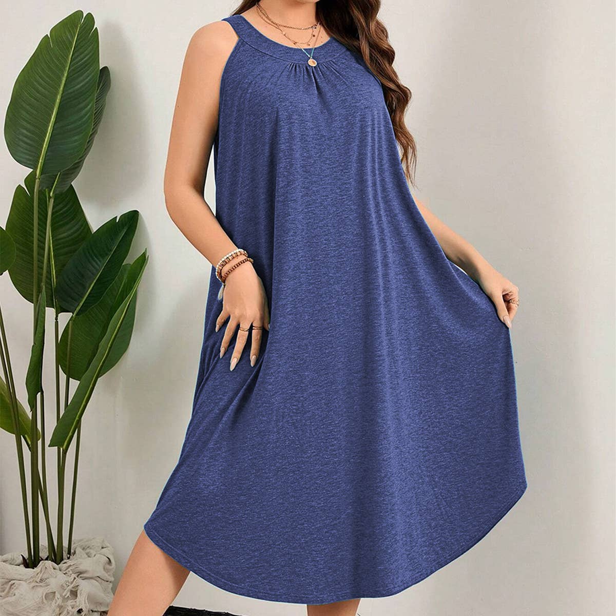 ELEGANT SLEEVELESS BEACH GETAWAY DRESS_CWDMD6045