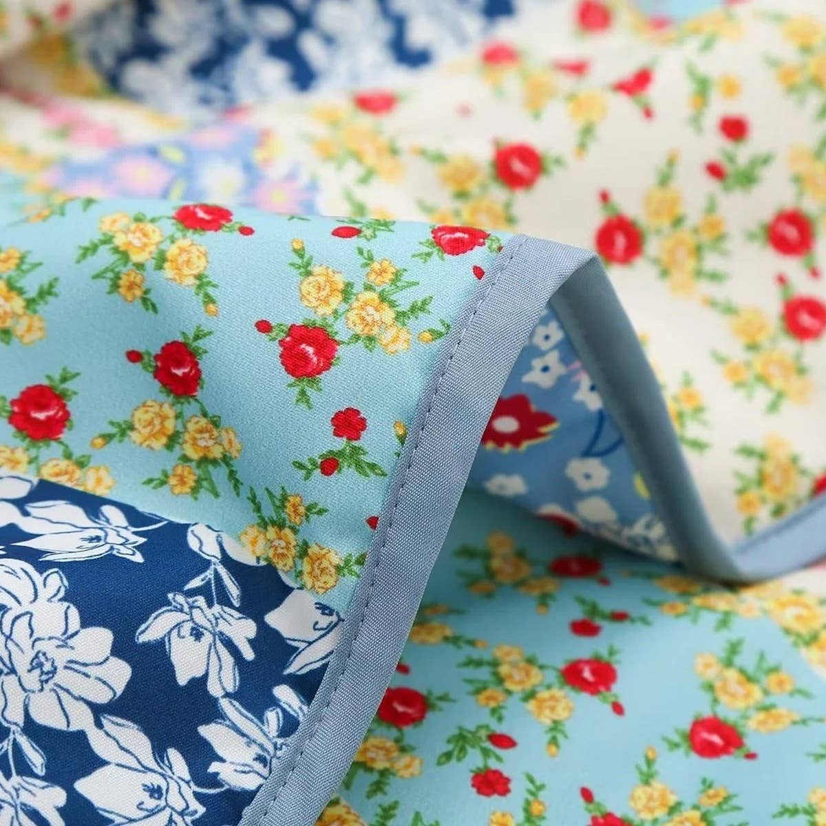 COLORBLOCK PRINT LAPEL QUILTED JACKET_CWASC2278