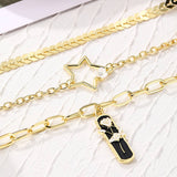 PENTACLE PENDANT LAYERED NECKLACE_CWAJE0445