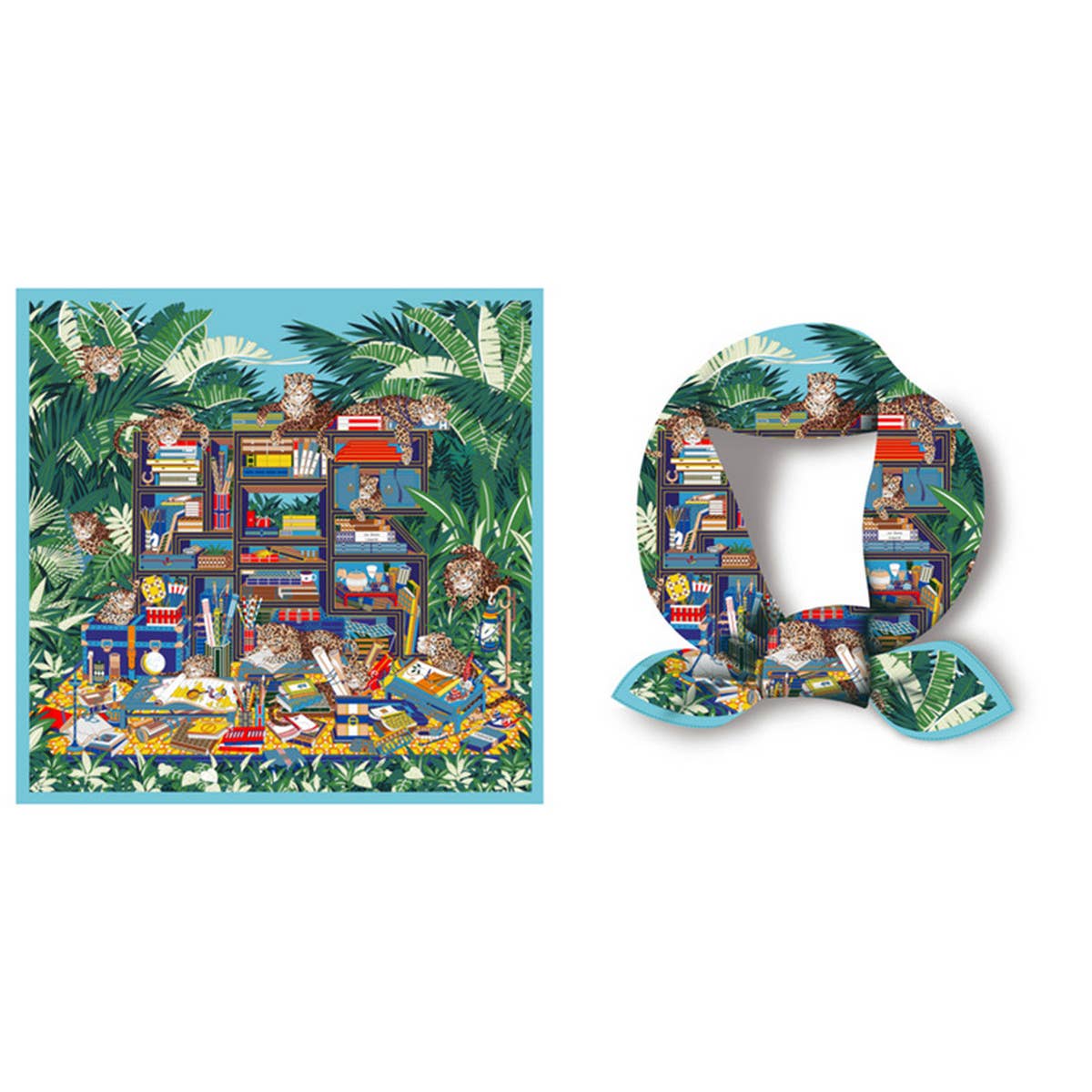 GREEN SILK SCARF VERSATILE NECK TIE HAIR ACCES_CWASC0659