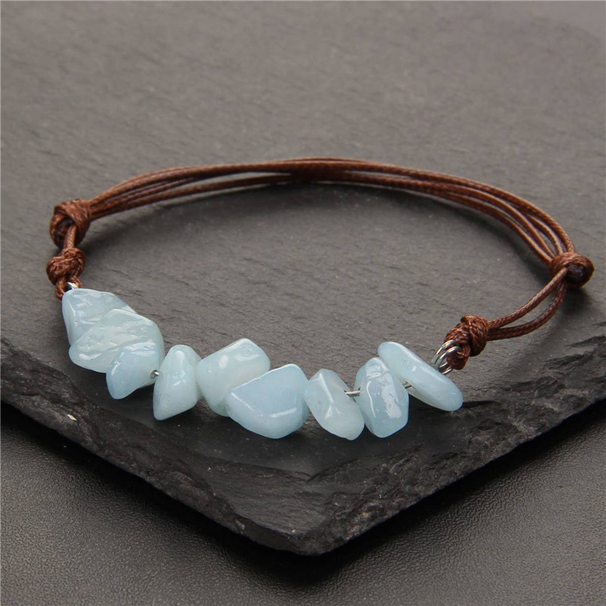 Cwaje3873_Bohemian Gravel Leather Cord Braided Bracelet