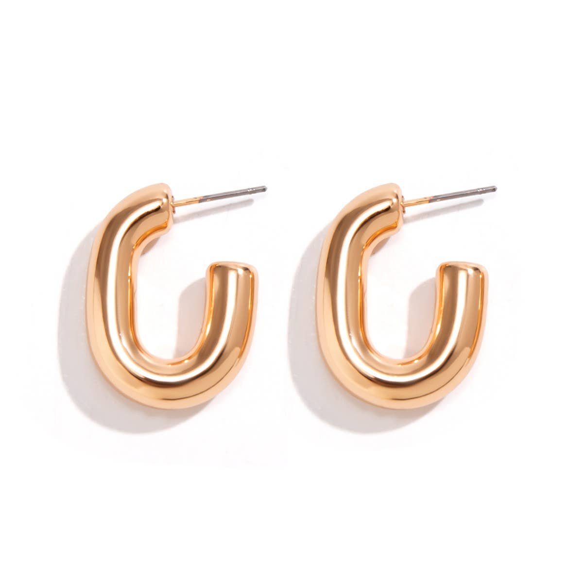 METAL WIND CIRCULAR RING THICK CHAIN EARRINGS_CWAJE1153