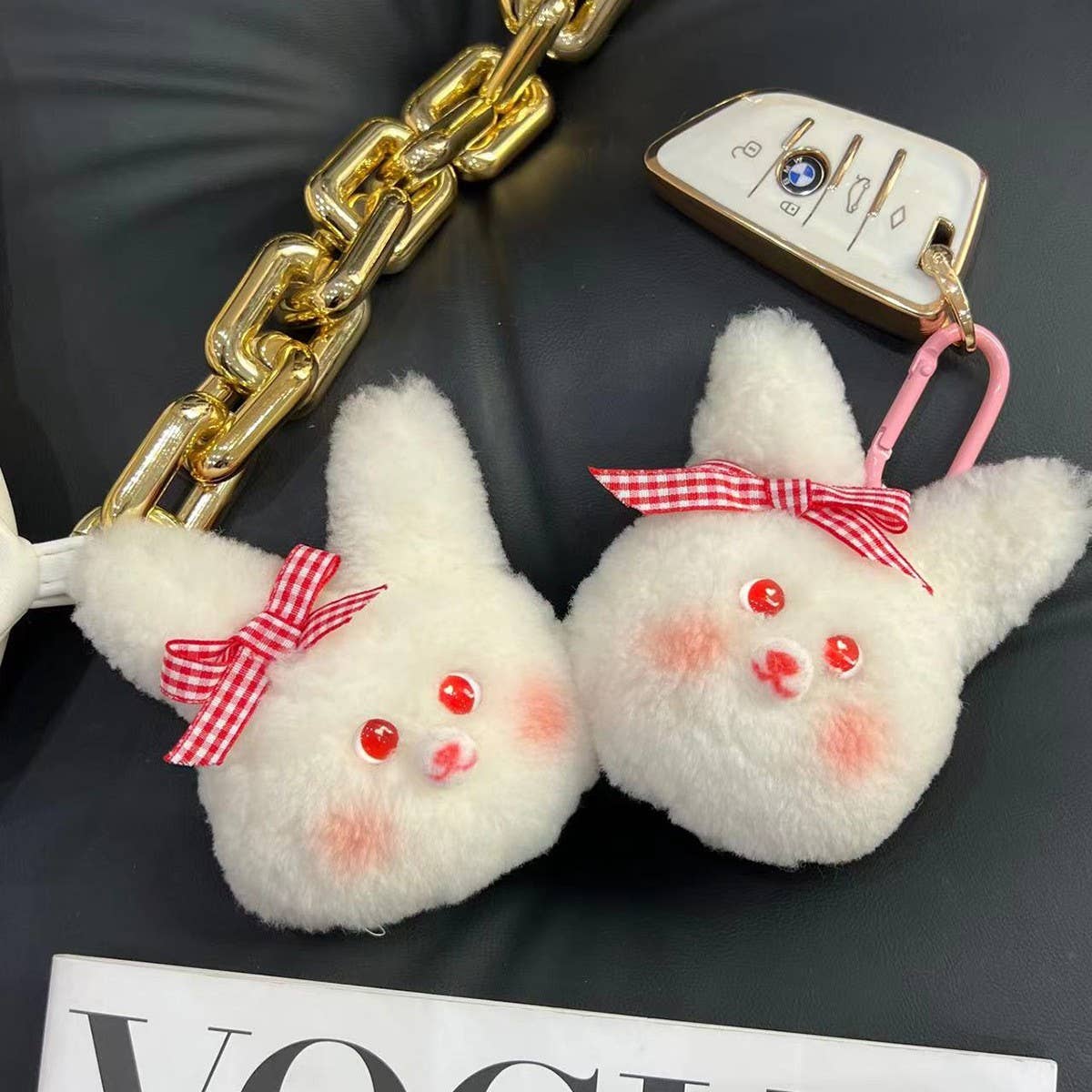 CUTE WOOL BUNNY CAR KEYCHAIN PENDANT ACCESSORIES_CWMM2601
