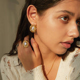 STAINLESS STEEL INLAID PEARL RHINESTONE RINGS_CWAJE1244