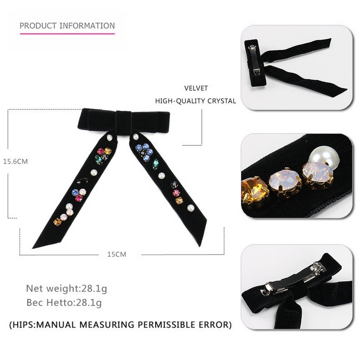 HANDMADE LONG RIBBON VELVET BOW HAIRPIN HEADDRESS_CWAHA4417