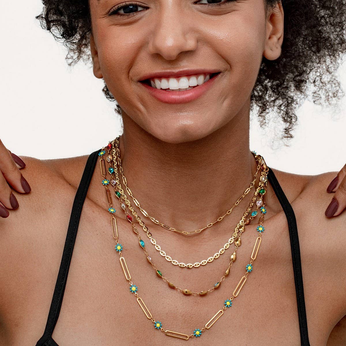 NATURAL STONE HAND BEADED CLAVICLE NECKLACE_CWMM3578