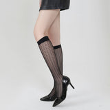 Women Fishnet Knee Stockings Hollow Out Calf Socks_Cwms0231