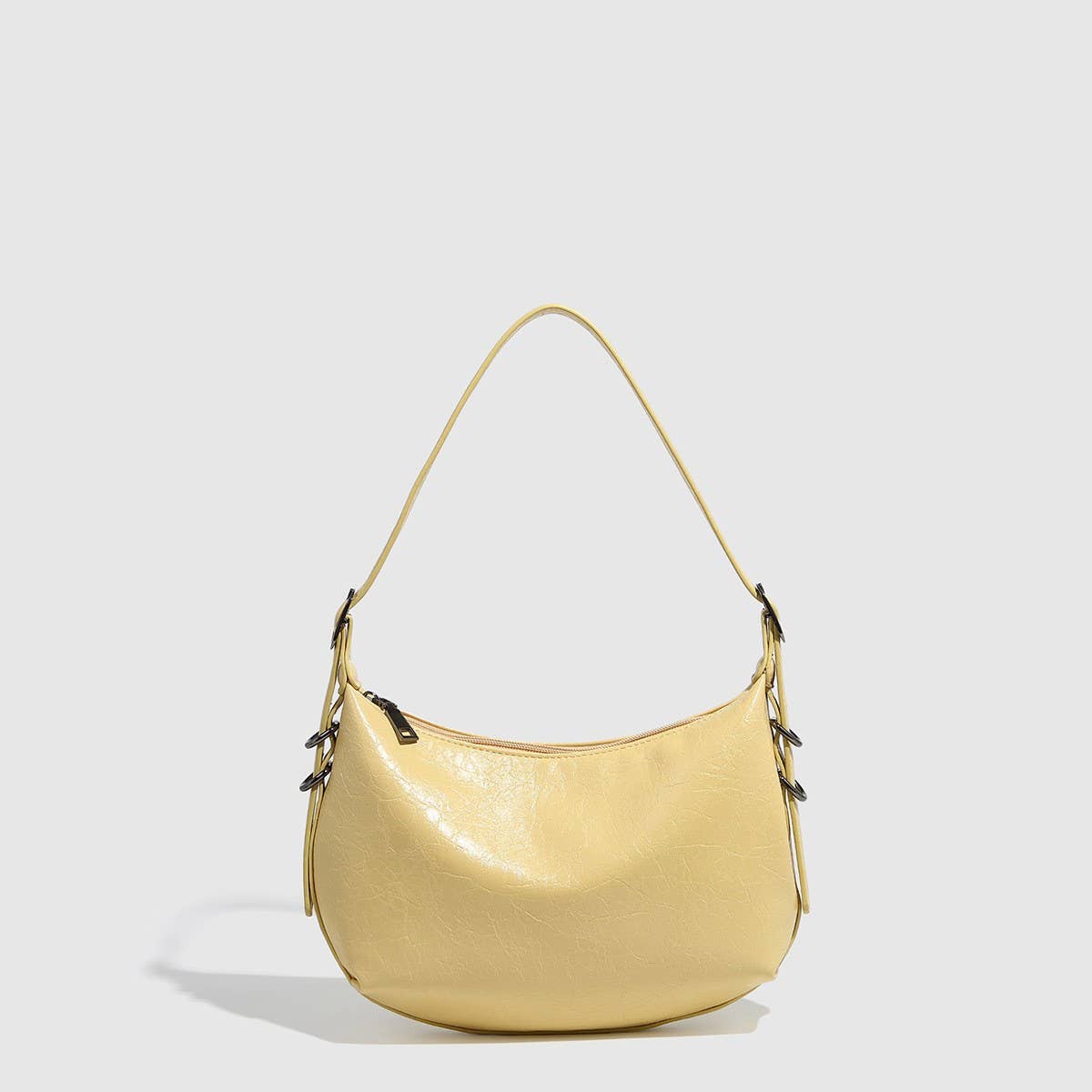 METALLIC SOFT LEATHER BIKER SHOULDER BAG_CWAB5708