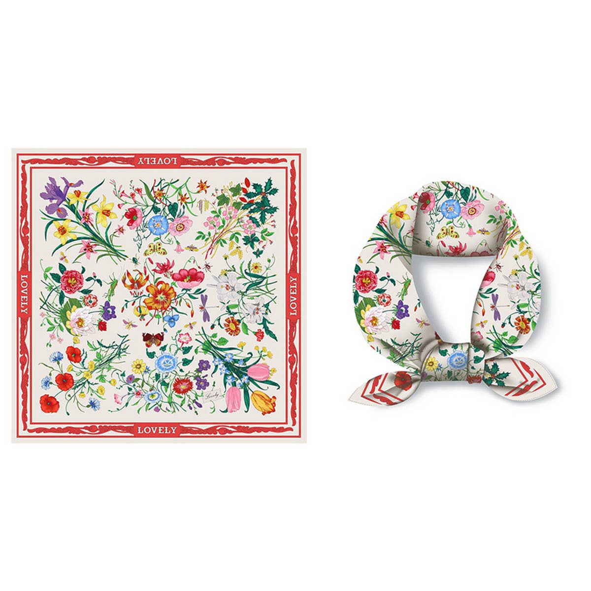 FLORAL SATIN SQUARE SCARF FOR SUMMER SUN WRAP_CWASC0645