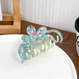 Vintage Floral Claw Clip Elegant Chinese Grip