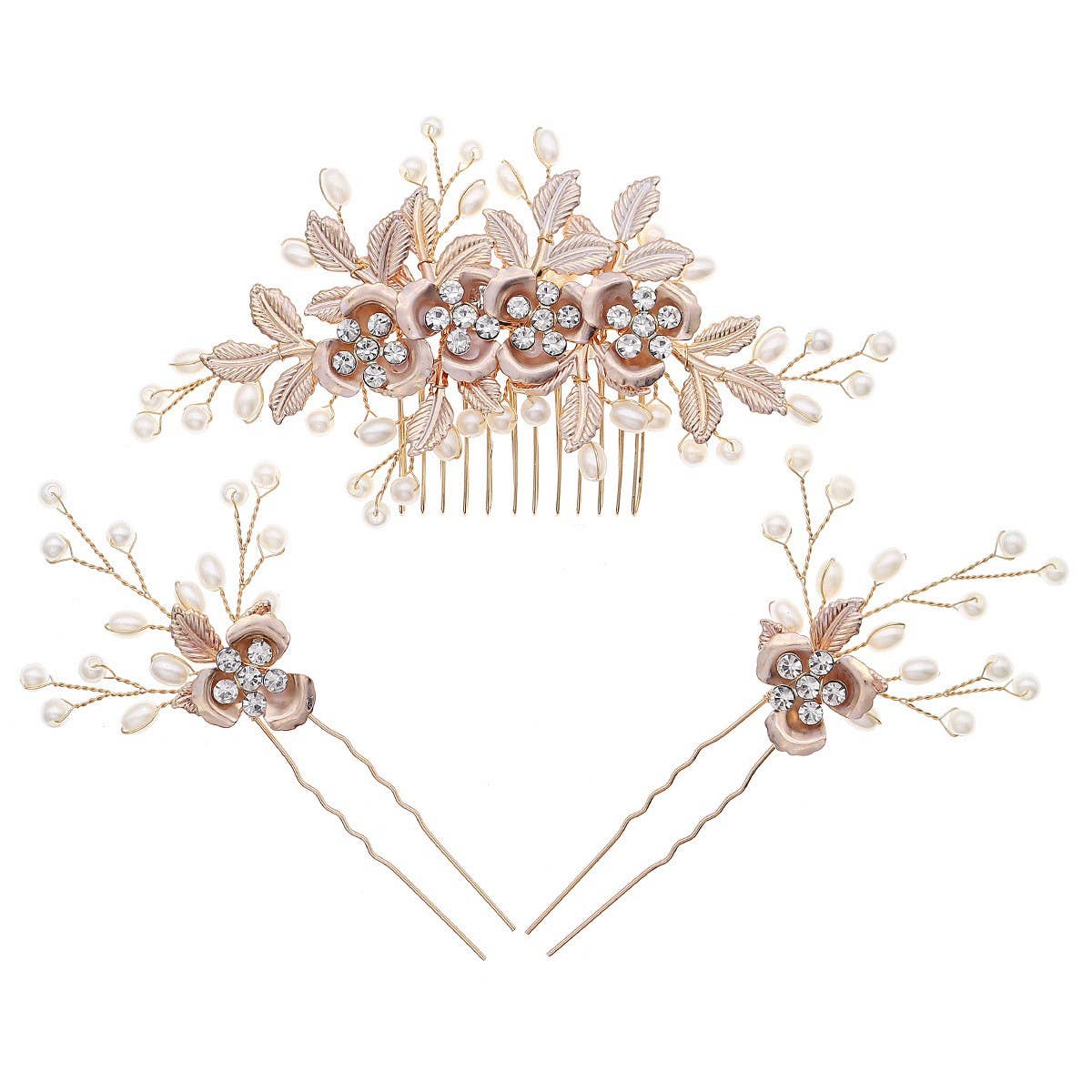 FLOWERS LEAVES PEARLS BRIDAL HAIR ACCESSORIES_CWAHA2778