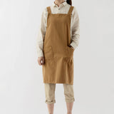 Waterproof Solid Color Linen Aprons With Pockets_Cwmm3303