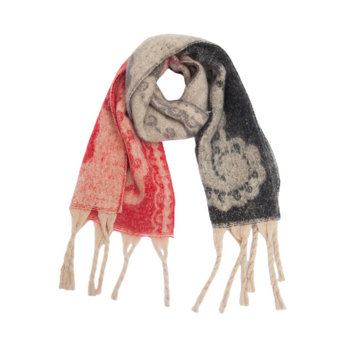 PAISLEY JACQUARD SCARF THICK FRINGE WINTER SHAWL_CWASC0857