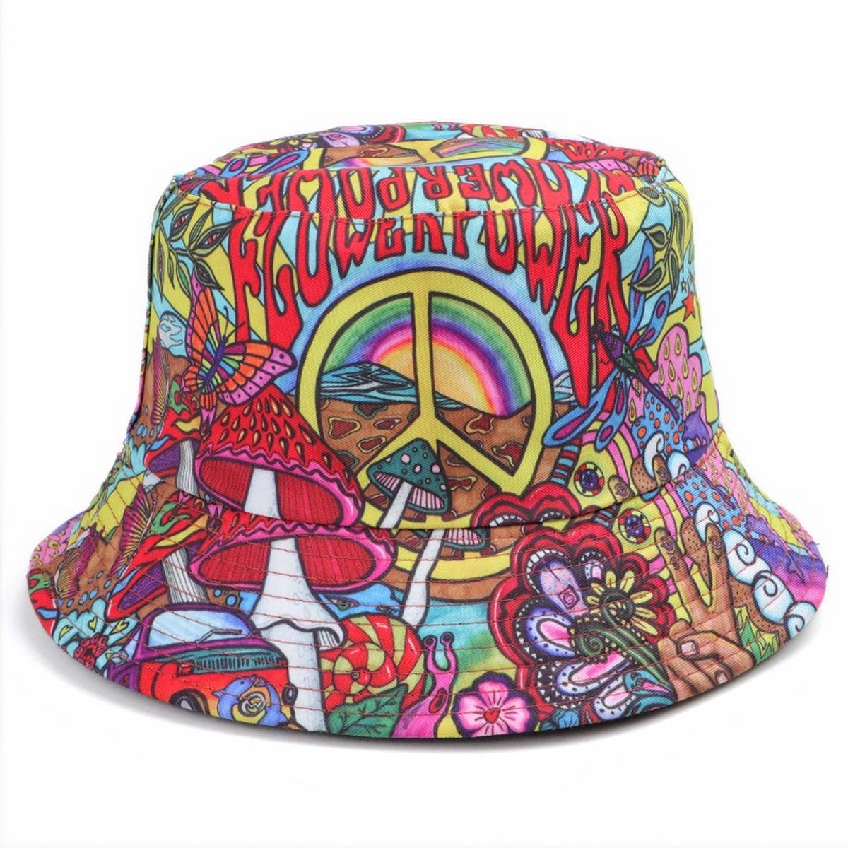 DOUBLE SIDED VINTAGE GRAFFITI PRINT BUCKET HAT_CWAH1546