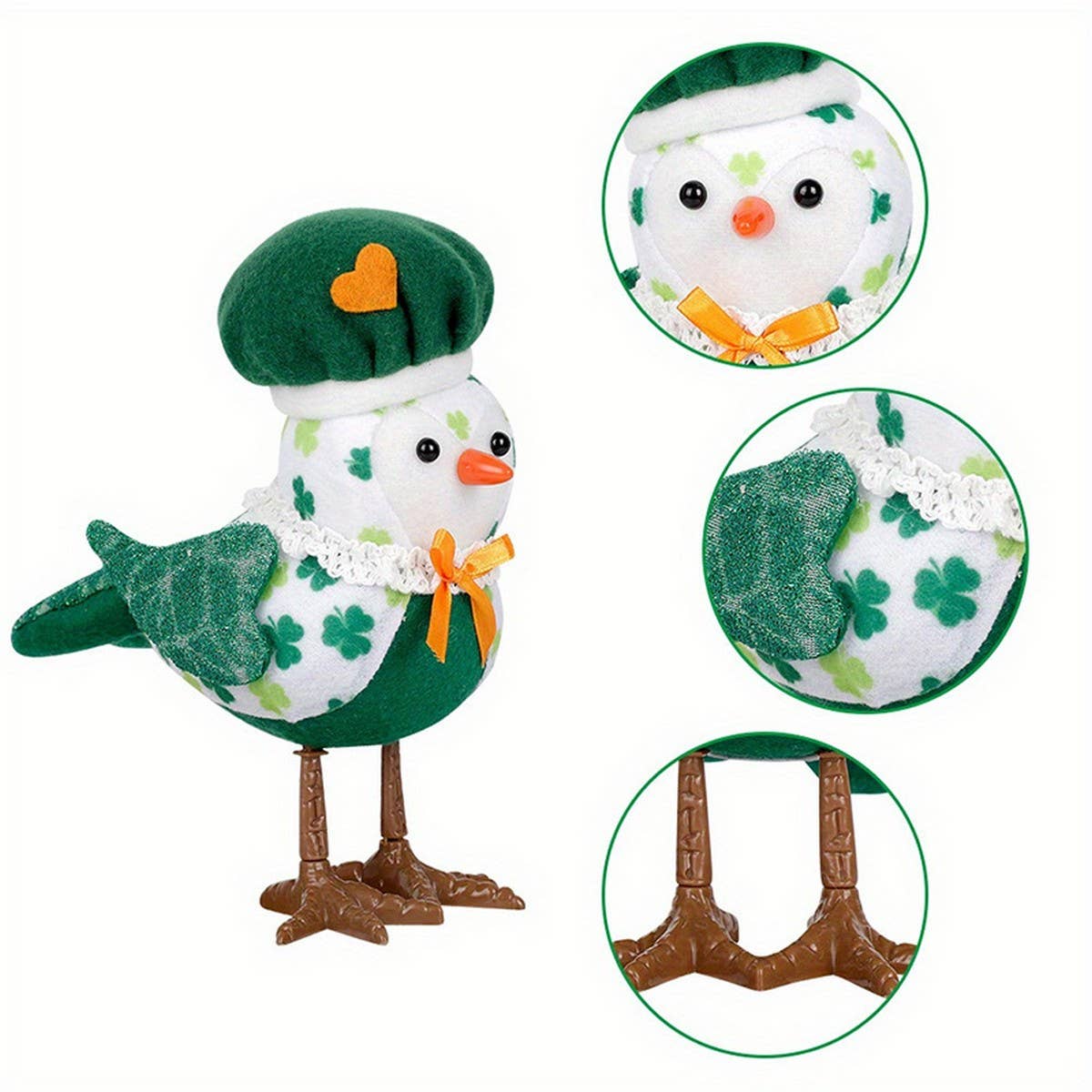 ST PATRICKS PARTY GLOWING LIGHT GREEN BIRD DOLL_CWMM3445