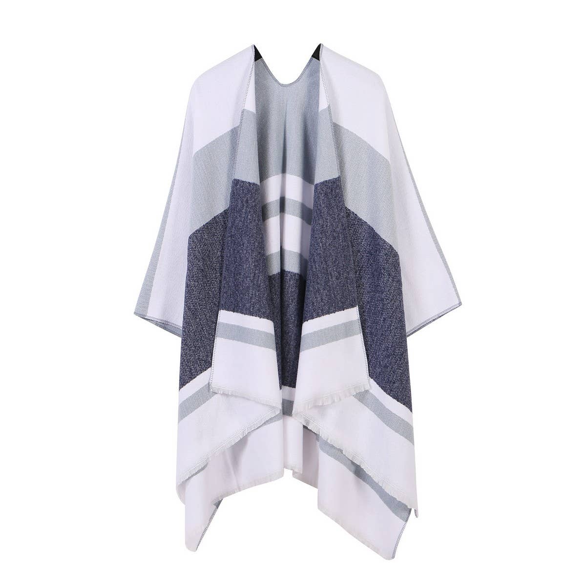 COLORBLOCKED AND BARRED CAPE WITH OUTER CAPE_CWASC2165