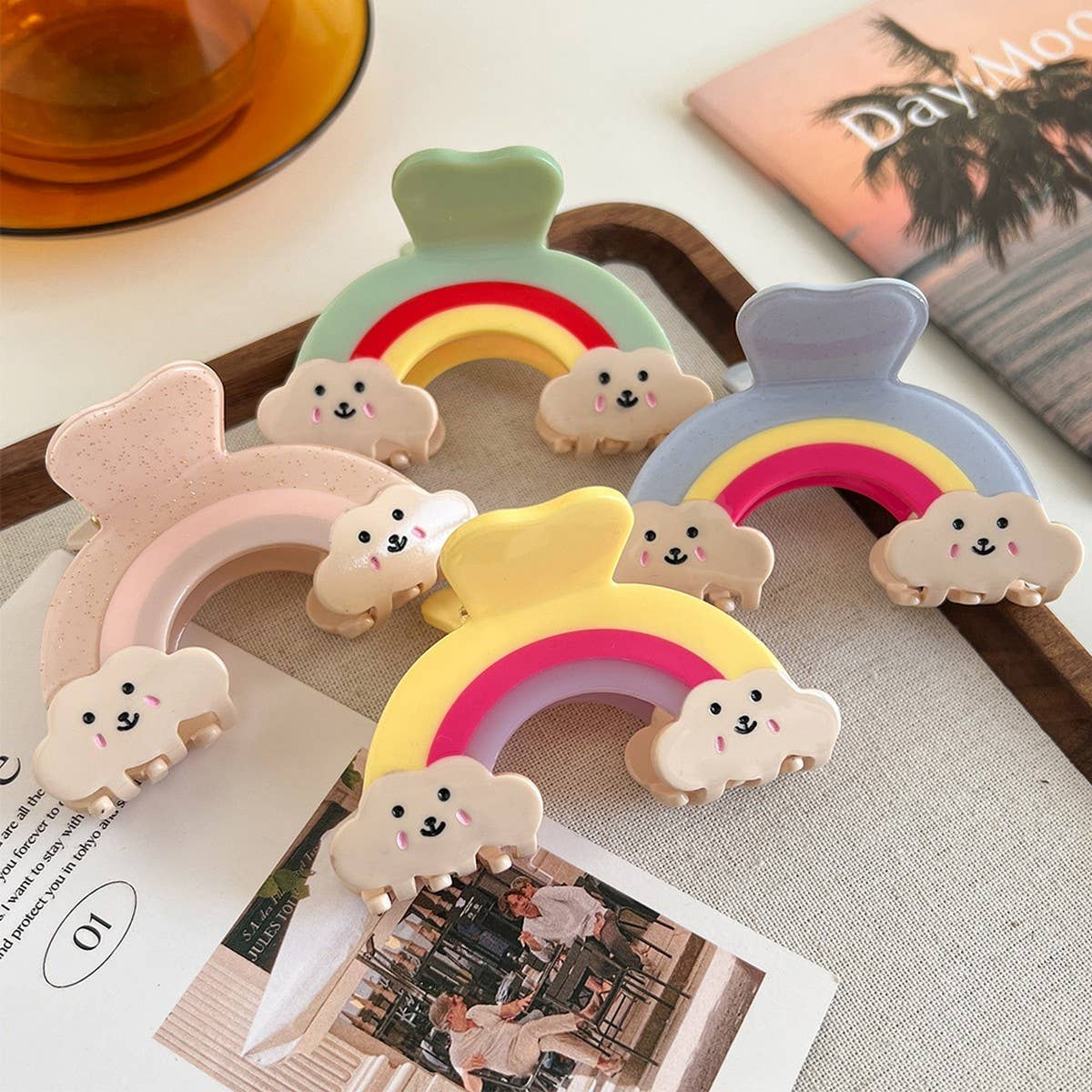 Rainbow Cloud Hair Claw,Colorful Acetate Back Clip_Cwaha6008