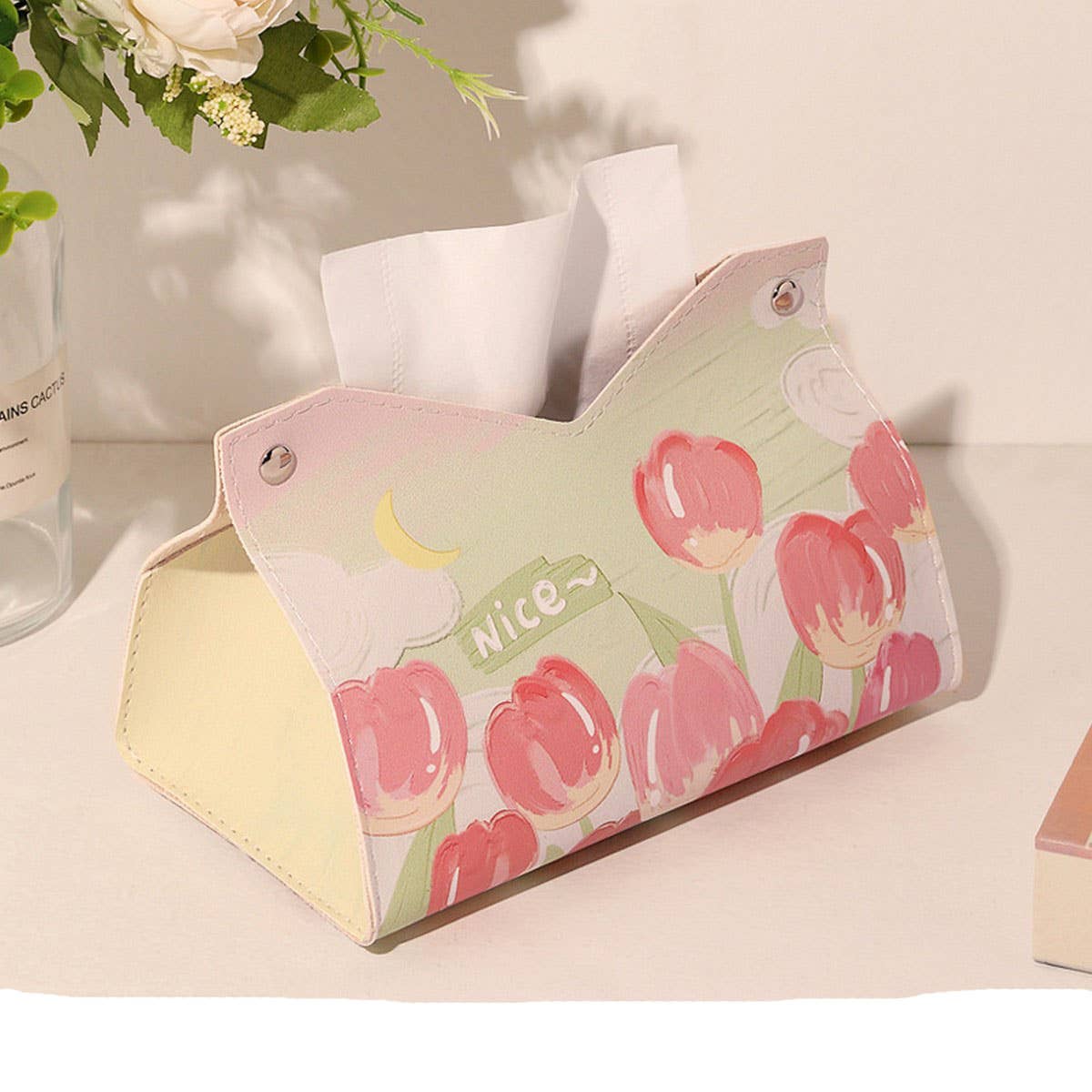 NEW HOME CAR GIRLY TEA TULIP NAPKIN STORAGE BOX_CWMM2244