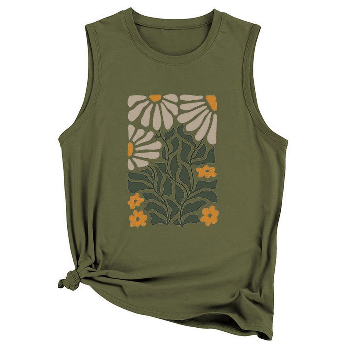 NTAGE YELLOW FLOWER VEST FOR WOMEN SLEEVELESS_CWTTSL0414