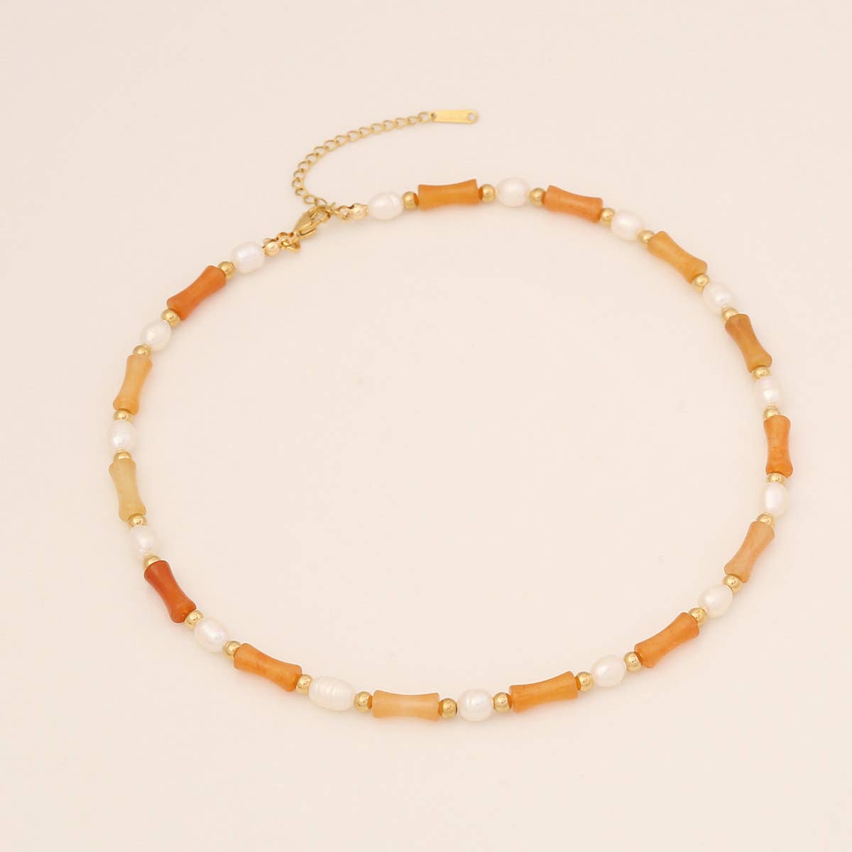 FASHION PEARL BAMBOO NATURAL STONE NECKLACE_CWAJE0652