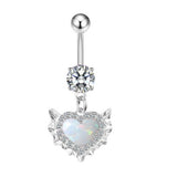 HEART OPAL ZIRCON BELLY BUTTON RING_CWMM9464