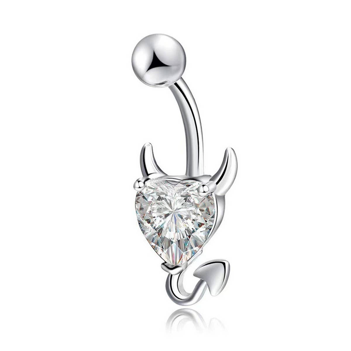 DEVIL HEART ZIRCON BELLY BUTTON PIERCING RING_CWMM9229