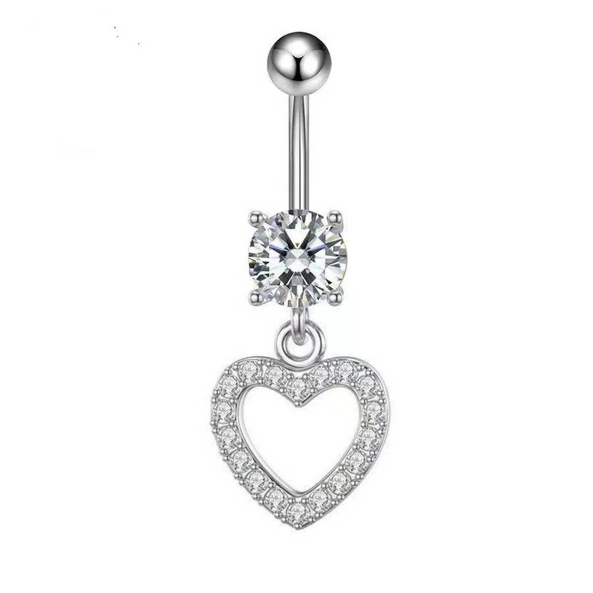 HEART BUTTERFLY CZ BELLY RING BODY JEWELRY_CWMM9180