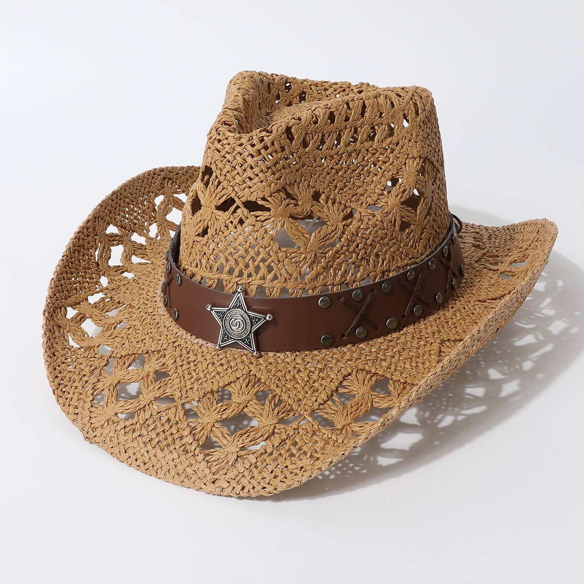 Wide Brim Western Straw Cowboy Sun Hat_Cwah3663