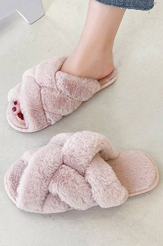 CROSS STRAP HOUSE SHOES COZY COMFY INDOOR SLIPPERS_CWSHS201