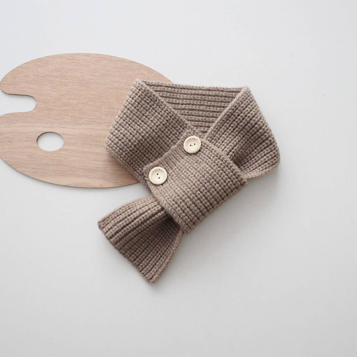 CUTE BUTTON KNIT SCARF COZY NECK WARMER FOR KIDS_CWASC2090