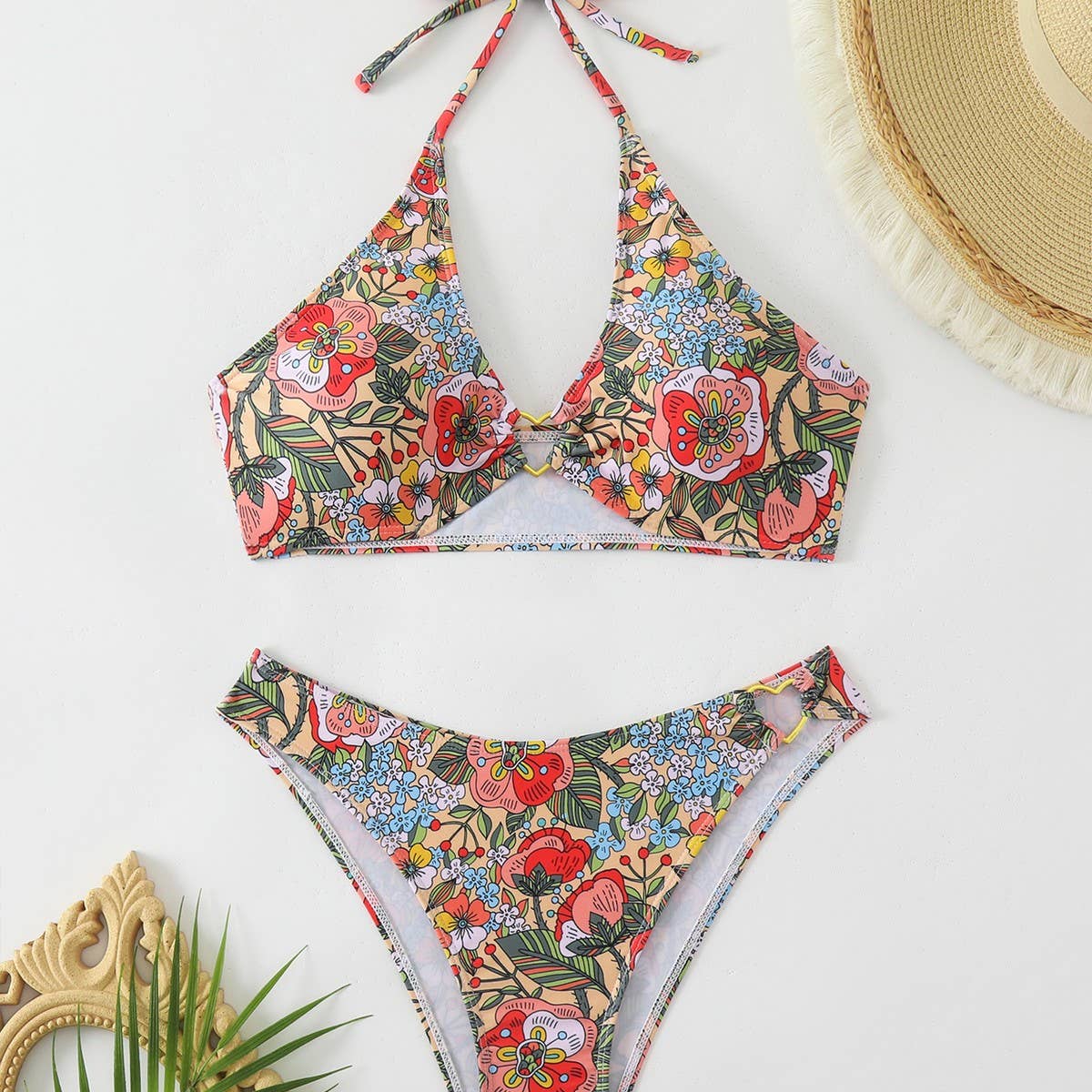Womens Printed Bikini Set Sexy Full Print Swimsu