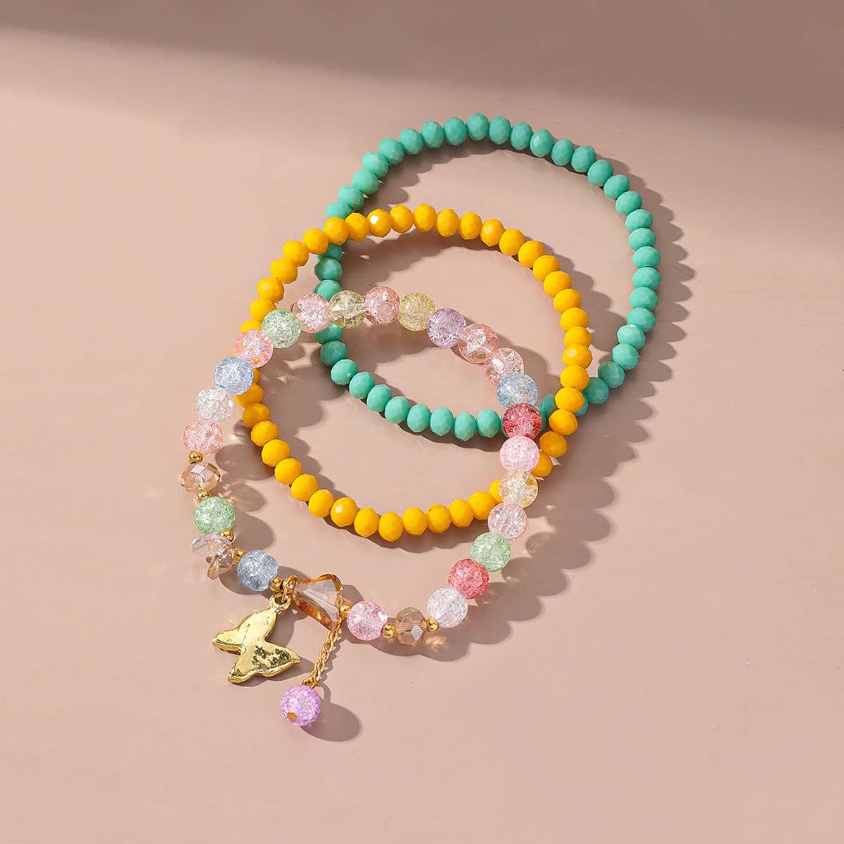 BOHO CRYSTAL BEADED ANKLET SET BUTTERFLY PENDANT_CWMM6361