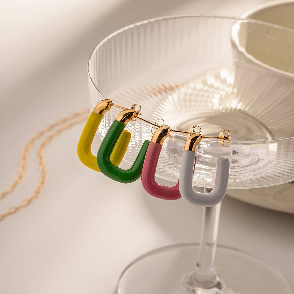 MACARON COLOR U SHAPED VERSATILE EARRINGS_CWAJE1376