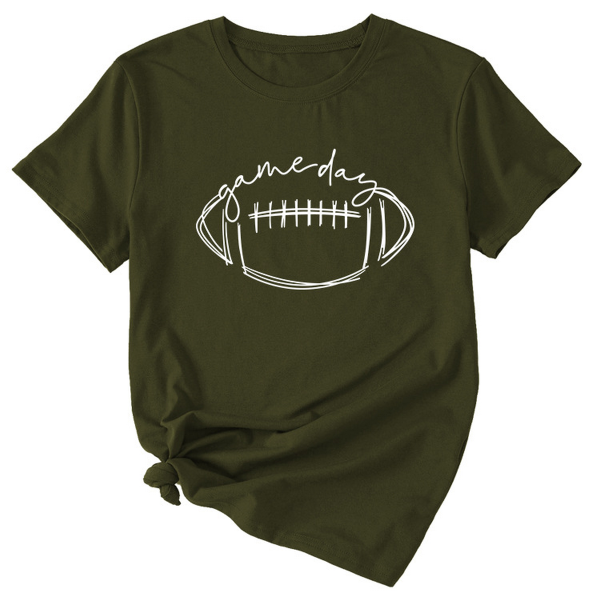 Wome Casual Tee With Fun Football Print_Cwdsd8368