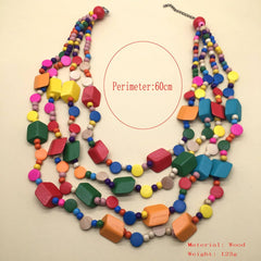 COLORFUL GEOMETRIC HANDMADE WOODEN BEAD NECKLACE_CWMM4971