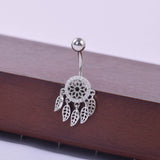 LEAF MESH CZ NAVEL RING STAINLESS STEEL JEWELRY_CWMM9370