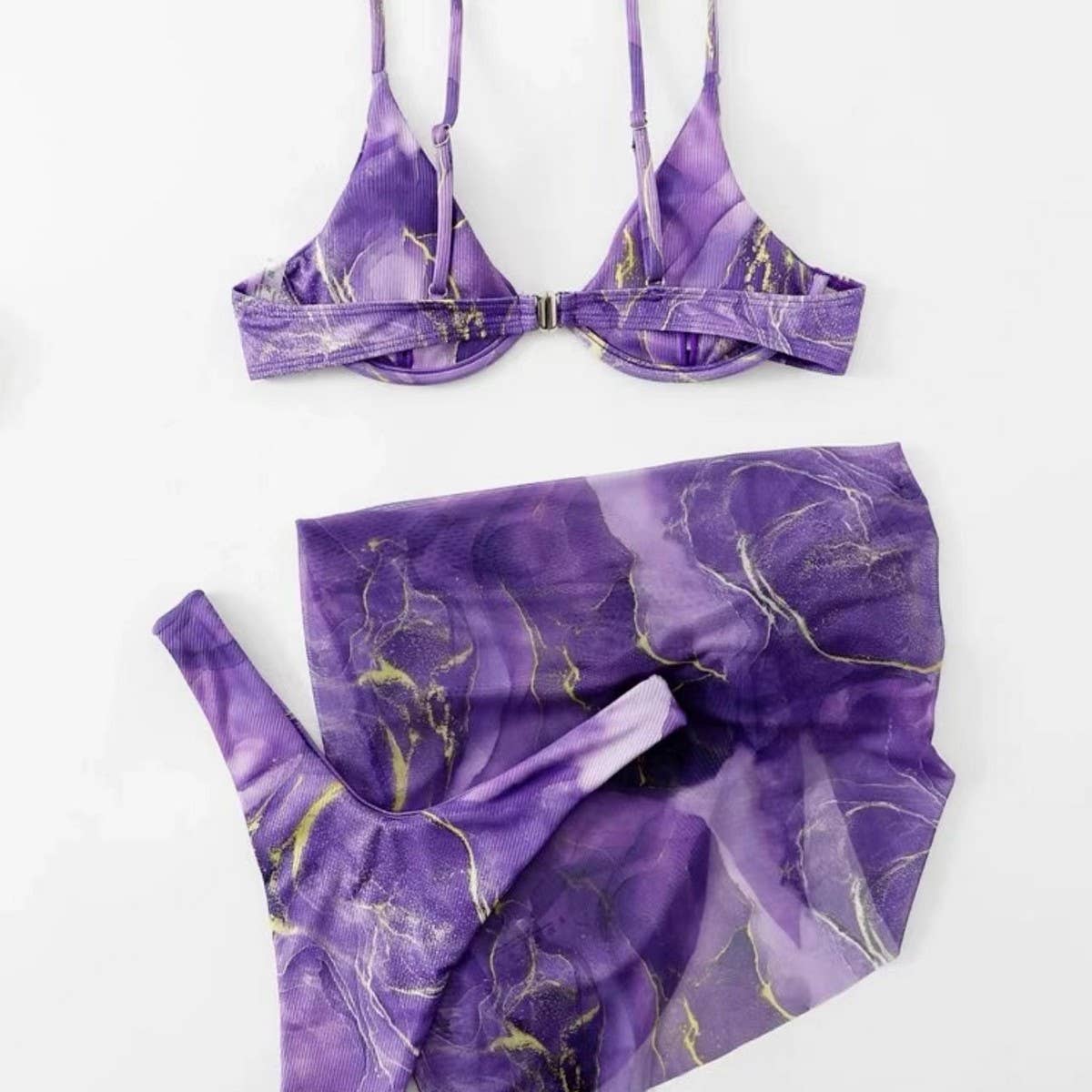 MARBLE PRINT BIKINI SET SEXY 3 PIECE SWIMSUIT_CWMW0158