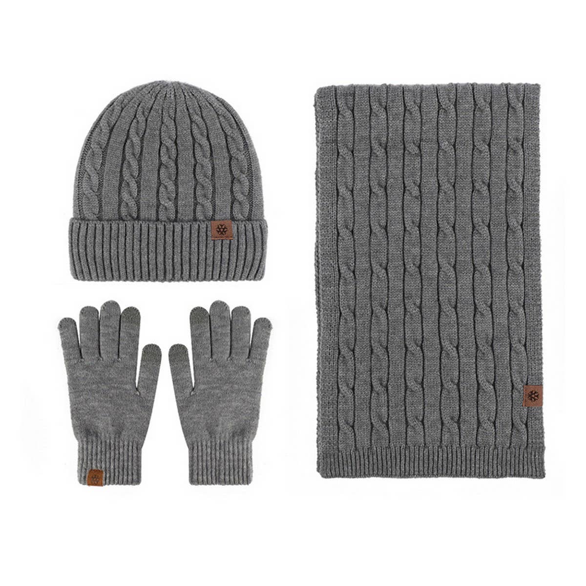 NEW KNITTED HAT SCARF AND GLOVES THREE PIECE SET_CWMM2777