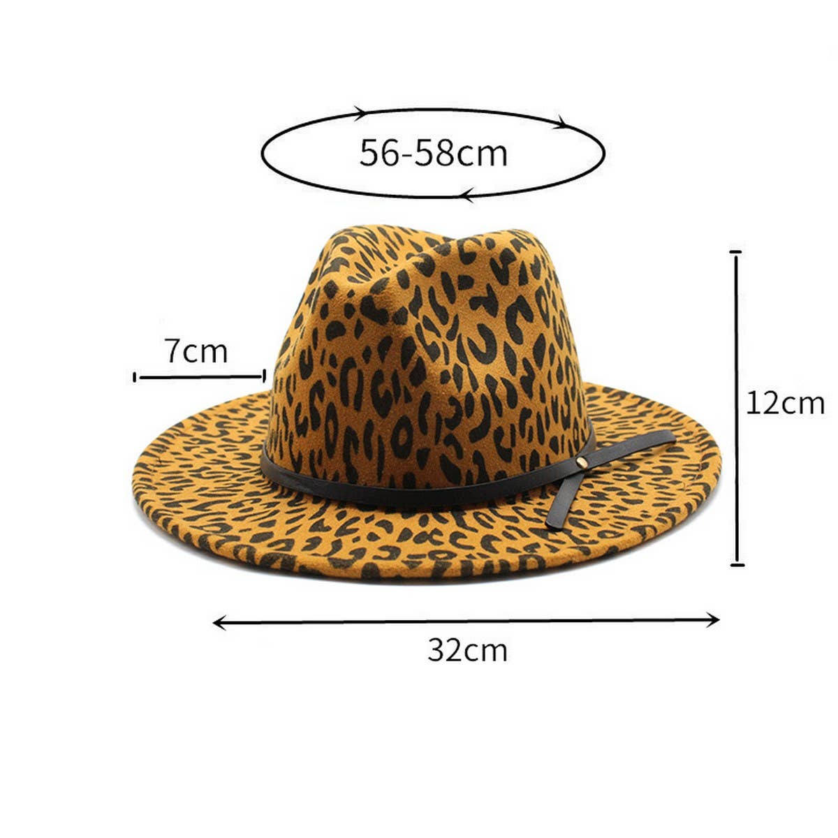 LEOPARD PRINT HAT JAZZ HAT WOOLEN HAT WIDE BRIM HAT_CWAH2571