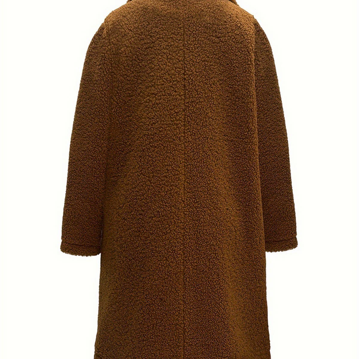 Warm Long Coat With Large Lapel Fur